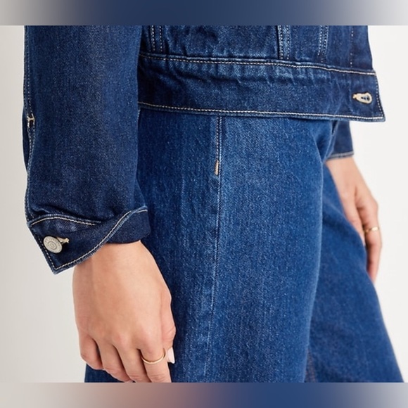 Old Navy Classic Cropped Dark Wash Denim Trucker Jean Jacket NWT XXL - Picture 6 of 7